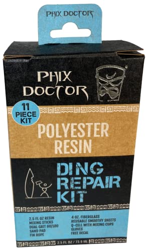 Phix Doctor Surfing Surf Board Reparaturreparaturen - PU Polyester Resin Repair Kit - Große 4 Unzen - 4 Unze Fiberglas - Finne Seil von Phix Doctor