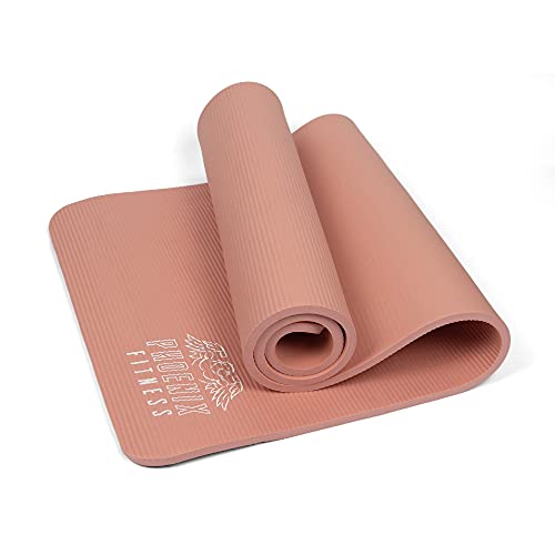 Phoenix Fitness NBR Trainingsmatte - Yoga, Fitness und Übungsmatte - Doppelseitige rutschfeste Bodenmatte mit hoher Dichte - 185cm x 61cm x 15mm mit Tragegurt - Pink von Phoenix Fitness