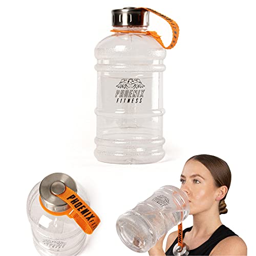 Phoenix Fitness RY1015 Trinkflasche Sport - Wasserflasche, Große Sportflasche, BPA Frei, Auslaufsicher Jug, Water Bottle für Fitness - 1 Liter, Klar von Phoenix Fitness