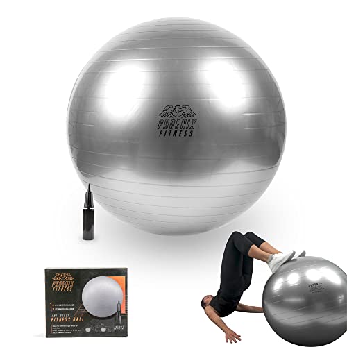 Phoenix Fitness RY925 Anti-Burst Gymnastikbälle - Fitness-Ball mit Handpumpe - Kann als Geburtsball, Schwangerschaft, Wehen verwendet werden, Grau von Phoenix Fitness