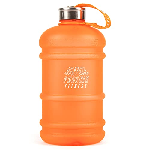 Phoenix Fitness Wasserflasche – 2L Trinkflasche mit auslaufsicherem Verschluss und Tragegurt – leichte Flasche für Sport, Fitnessstudio & Reisen – BPA-frei & ungiftig – Orange von Phoenix Fitness