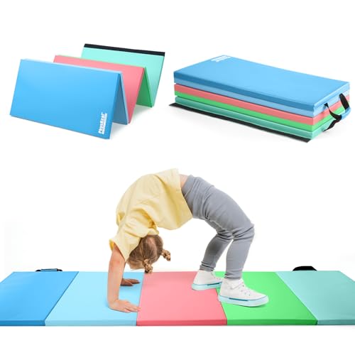 PhysKcal 5 Panel Buntes Klappbare Weichbodenmatte Turnmatte Fitnessmatte Gymnastikmatte mit Tragegriffen, Sportmatte Spielmatte, Tumbling-Matte für Kinder, Polsterung für Activity Play von PhysKcal