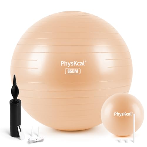 PhysKcal 65cm Beige Dicker Gymnastikball und 23 cm Pilatesball Set, Anti Burst Gymnastikball, Anti-Rutsch-Sitzball, Balanceball, Yogaball für Zuhause, Fitnessstudio und Büro von PhysKcal