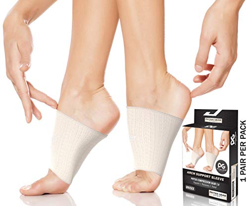 Physix Gear Fussbandage Mittelfuss sofortige Schmerzlinderung bei Plattfuss, Spreizfuss, Fersensporn, Plantar Fasciitis Fubandage Mittelfu mit Fussgewlbe Support Plattfu Einlagen BEIGE XL von Physix Gear Sport