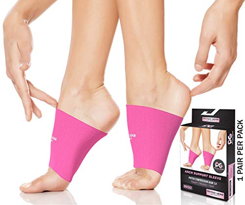 Physix Gear Fussbandage Mittelfuss sofortige Schmerzlinderung bei Plattfuss, Spreizfuss, Fersensporn, Plantar Fasciitis Fubandage Mittelfu mit Fussgewlbe Support Plattfu Einlagen PINK XL von Physix Gear Sport