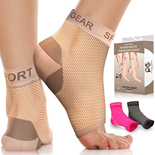 Physix Gear Sport Fascite plantare Fußbandage Mittelfuß, Fussgewölbe Unterstützung, Fascite plantare Socken BEIGE XXL von Physix Gear Sport