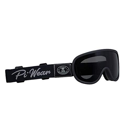 PiWear Arizona Motorradbrille Überbrille für Brillenträger Retro gepolstert beschlagfrei Rahmen und Band schwarz Glas dunkel getönt von PiWear