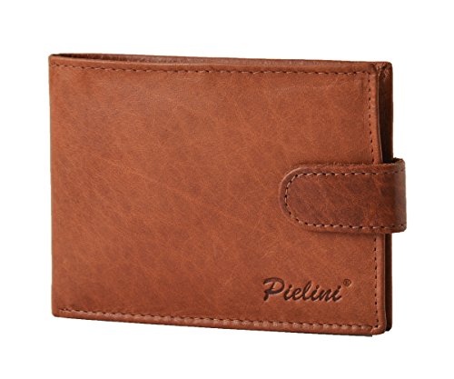 Pielini - Herren Geldbörse aus Rindsleder Mod 4, mit Verschluss außen, mehrere Abteilungen und Geldbörse, Tan von Pielini