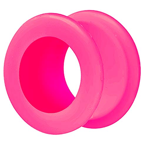 Piercingfaktor Farbiger Flesh Tunnel Silikon Extra Big Double Flared Weich Flexibel XXL Rund Creole Ohr Plug Ear Piercing Bunt 16mm Pink von Piercingfaktor