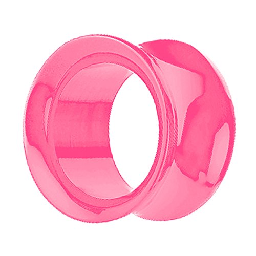 Piercingfaktor Flesh Tunnel Kunststoff Double Flared Rund Ring Kreis Creole Ohr Plug Ear Piercing Farbig 10mm Pink von Piercingfaktor