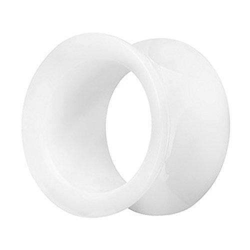 Piercingfaktor Flesh Tunnel Kunststoff Double Flared Rund Ring Kreis Creole Ohr Plug Ear Piercing Farbig 10mm Weiß von Piercingfaktor