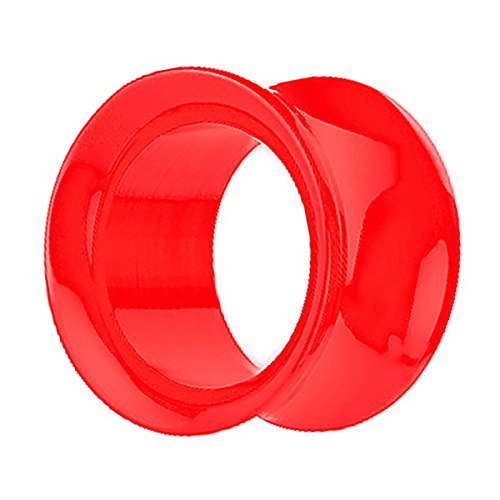 Piercingfaktor Flesh Tunnel Kunststoff Double Flared Rund Ring Kreis Creole Ohr Plug Ear Piercing Farbig 3mm Rot von Piercingfaktor