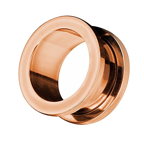 Piercingfaktor Flesh Tunnel Ohr Schraub Ear Plug Piercing Edelstahl Schraubverschluss Ohrpiercing Creole 10 mm Rosegold Rose Gold von Piercingfaktor