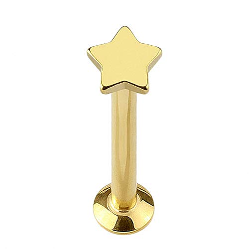 Piercingfaktor Piercing Tragus Helix Ohr Cartilage Stab Labret Stecker Madonna Monroe Lippenpiercing Lippe Knorpel Stern Star 8mm Gold von Piercingfaktor