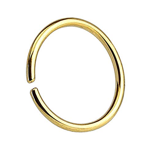 Piercingfaktor Universal Continuous Piercing biegbarer Fake Hoop Ring Septum Tragus Helix Ohr Nase Lippe Nasenring Nasenpiercing Gold 0.8mm x 8mm von Piercingfaktor