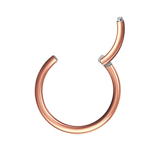 Piercingfaktor Universal Piercing Segmentring Scharnier Clicker Segment Ring Septum Tragus Helix Ohr Nase Lippe Brust Intim 1.6mm x 12mm Rosegold von Piercingfaktor