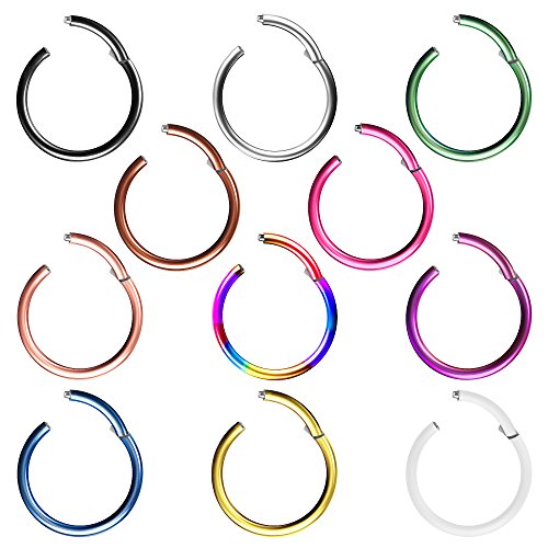 Piercingfaktor Universal Titan G23 Piercing Scharnier Clicker Ring Septum für Tragus Helix Ohr Nase Lippe Brust Intim Nippel Augenbrauen Schwarz 0,8mm x 8mm von Piercingfaktor