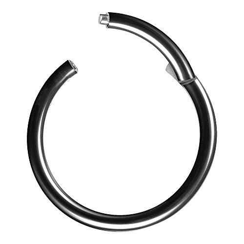 Piercingfaktor Universal Titan G23 Piercing Scharnier Clicker Ring Septum für Tragus Helix Ohr Nase Lippe Brust Intim Nippel Augenbrauen Schwarz 1,6mm x 12mm von Piercingfaktor