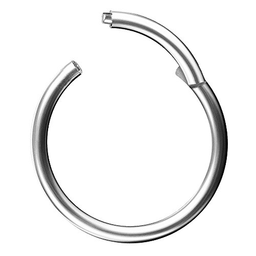 Piercingfaktor Universal Titan G23 Piercing Scharnier Clicker Ring Septum für Tragus Helix Ohr Nase Lippe Brust Intim Nippel Augenbrauen Silber 1,0mm x 8mm von Piercingfaktor