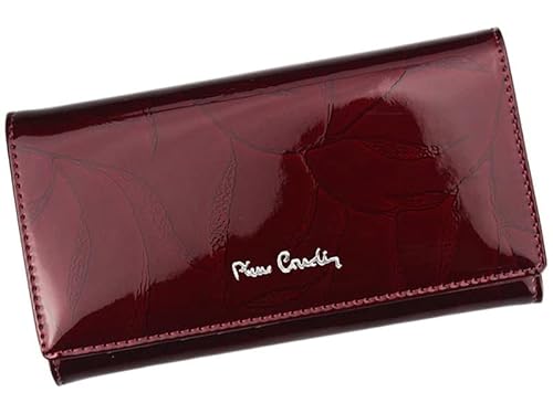 Pierre Cardin Brieftasche für Damen aus 100% Naturleder mit glänzender Oberfläche 17,5 x 9,5 x 3,3 cm für bis zu 10 Karten 21 Scheinfächer 2 Münzfächer Farbe Burgunderrot von Pierre Cardin