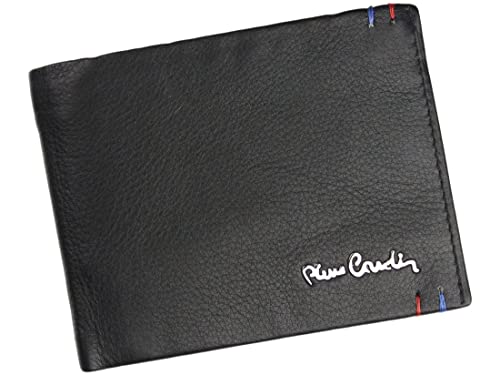 Pierre Cardin Geldbörse Herren mit RFID-Stop aus 100% Naturleder 12x 9,5 x 3 cm für bis zu 10 Karten 2 Scheinfächer 2 Münzfächer Riegelverschluss, Elegante Geldbeutel Herren - Farbe Schwarz von Pierre Cardin