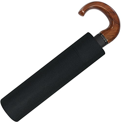 Pierre Cardin Parapluie pliant pour homme - Ouverture et fermeture automatiques - Poignée bois - Noir 30 cm von Pierre Cardin