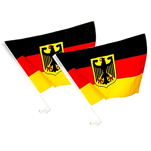 Piersando Autofahne Set 2 Stück Auto Fahne Fussball EM & WM Länderflagge Fanartikel Land Flagge Autoset Deutschland mit Adler von Piersando