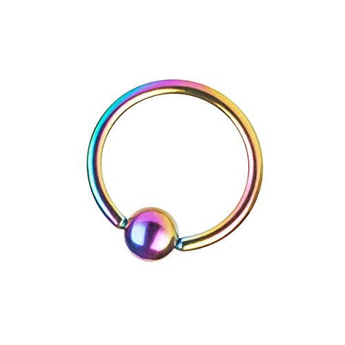 Piersando BCR Big Captive Bead Ring Piercing Klemmring Kristall Klemm Kugel für Septum Brust Tragus Helix Nase Lippe Ohr Intim Nippel Rainbow 1,2mm x 8mm x 3mm von Piersando