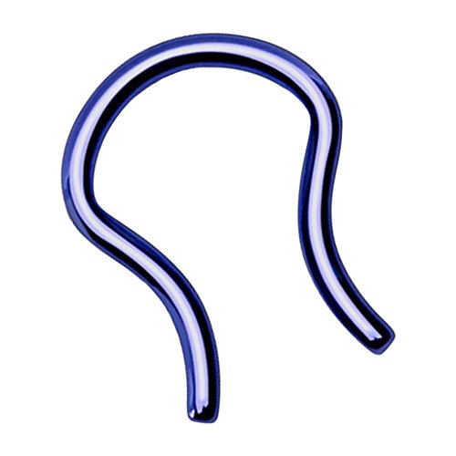 Piersando Fake Piercing Retainer Hoop Ring Nasenring gebogen Hufeisen für Septum Tragus Helix Nase Lippe Ohr Intim Nippel Brust Nasenpiercing Blau 1,6mm von Piersando