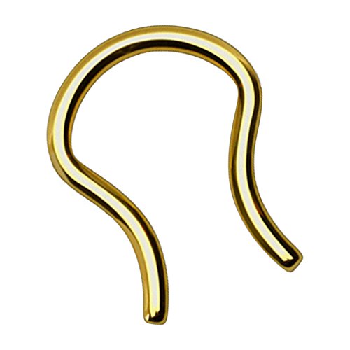 Piersando Fake Piercing Retainer Hoop Ring Nasenring gebogen Hufeisen für Septum Tragus Helix Nase Lippe Ohr Intim Nippel Brust Nasenpiercing Gold 1,2mm von Piersando
