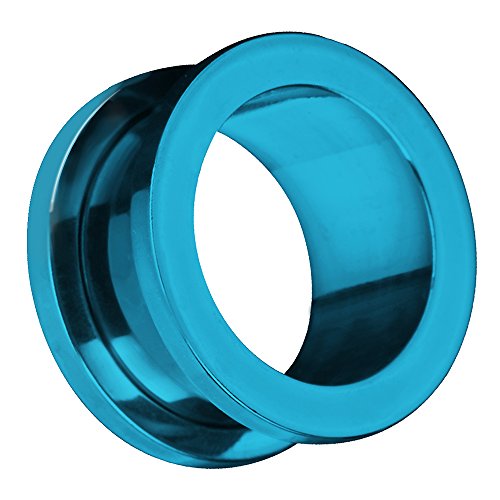 Piersando Flesh Tunnel Ohr Plug Piercing Farbige Ohrpiercing Schraub Edelstahl Ohrtunnel Creole 4mm Blau von Piersando