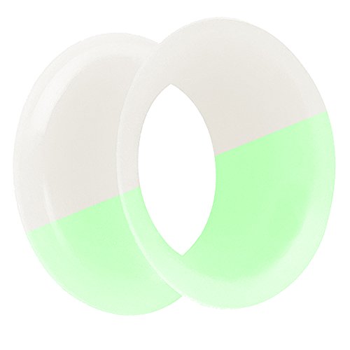 Piersando Flesh Tunnel Ohr Plug Piercing Ohrpiercing Double Flared Flexibel Silikon Dünner Rand 10mm Glow von Piersando