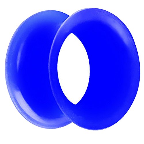 Piersando Flesh Tunnel Ohr Plug Piercing Ohrpiercing Double Flared Flexibel Silikon Dünner Rand 12mm Blau von Piersando