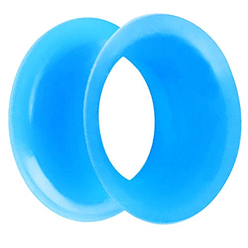 Piersando Flesh Tunnel Ohr Plug Piercing Ohrpiercing Double Flared Flexibel Silikon Dünner Rand 16mm Aqua von Piersando