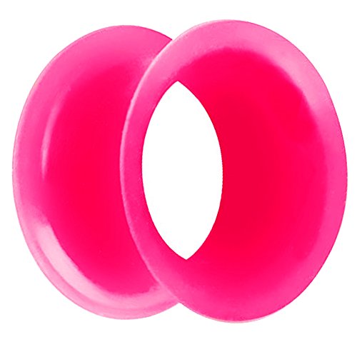 Piersando Flesh Tunnel Ohr Plug Piercing Ohrpiercing Double Flared Flexibel Silikon Dünner Rand 16mm Pink von Piersando