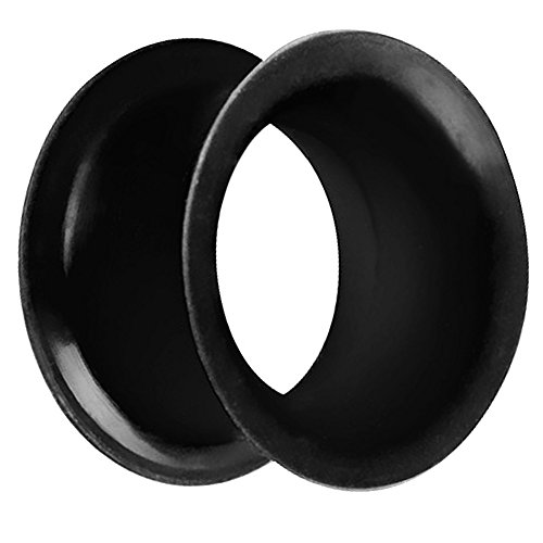 Piersando Flesh Tunnel Ohr Plug Piercing Ohrpiercing Double Flared Flexibel Silikon Dünner Rand 16mm Schwarz von Piersando