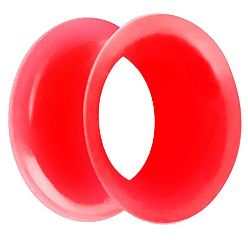 Piersando Flesh Tunnel Ohr Plug Piercing Ohrpiercing Double Flared Flexibel Silikon Dünner Rand 18mm Rot von Piersando