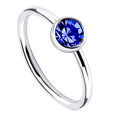 Piersando Hufeisen Piercing Klemm Ring Universal Klemmring mit Kristall für Septum Tragus Helix Nase Lippe Ohr Intim Nippel Augenbraue Brust Blau 10mm x 1,0mm von Piersando