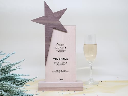 Pila Stone Moderne edle Trophäe, eigener Text oder Logo, aus wertvollem Nussbaum und feinem Ahorn - Personalisierte - Pokal - Auszeichnung - Elegant von Pila Stone