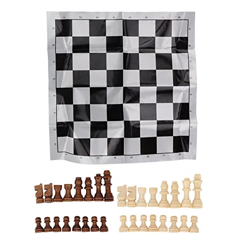 Holz-Schach-Sets, Schach- und Dame-Brettspiel, 2,17 Zoll gro?e Schachfiguren aus Holz mit Plastikfolie, Schachbrett für Erwachsene und Kinder von Pilipane