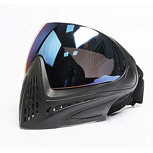Pinalloy TBFMA F1 Paintball-Kopfschutz mit einer Schicht, staubdicht, Paintball-Rollenspiel, Airsoft (schwarzer Körper + blaue Gläser) von Pinalloy