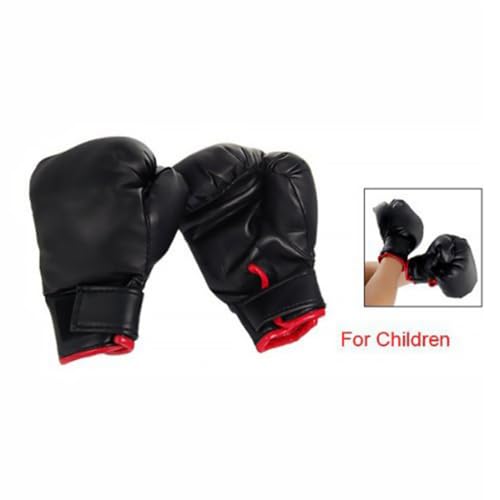 1 Paar Kinder Boxhandschuhe Vollfinger Cover STRAUTS -Boxing Punch Handschuhe Unterstützung Handschuhe zum Kickboxen Sparring Grappling Taekwondos Größe schwarz und rote Handschuhe von Pineeseatile