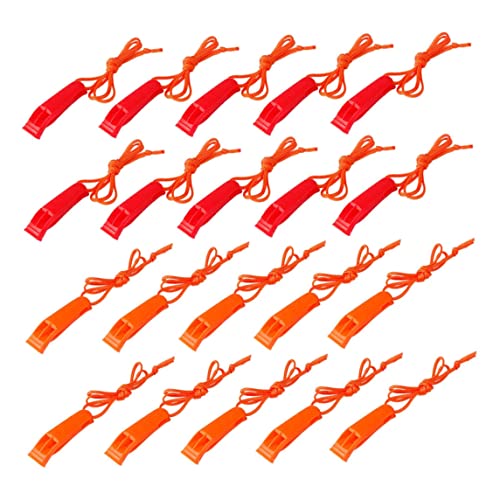 Pineeseatile 40 PCs Notfallpfeife Plastikpfeife mit Lanyard, Rot und Orange Pfeife von Pineeseatile