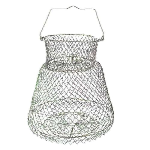 Pineeseatile Käfig -Federtürfischereinetz mit tragbarem Krabben- und Garnelenkorb, Faltbarer Stahldrahtfalle (25 cm) Fischereinetz von Pineeseatile