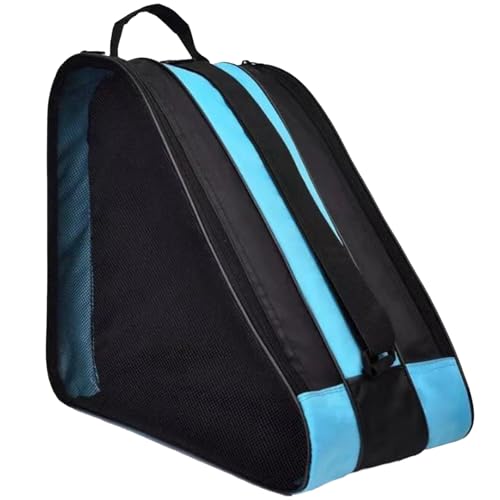 Pineeseatile Roller Skate -Bag für Kinder mit verstellbarem Gurt Oxford Stoff EIS Skatbeutel mit 2 Seiten Mesh Bag Reißverschluss Reißverschluss Schwerer Skate -Beutel, Blaue Skate -Taschen von Pineeseatile