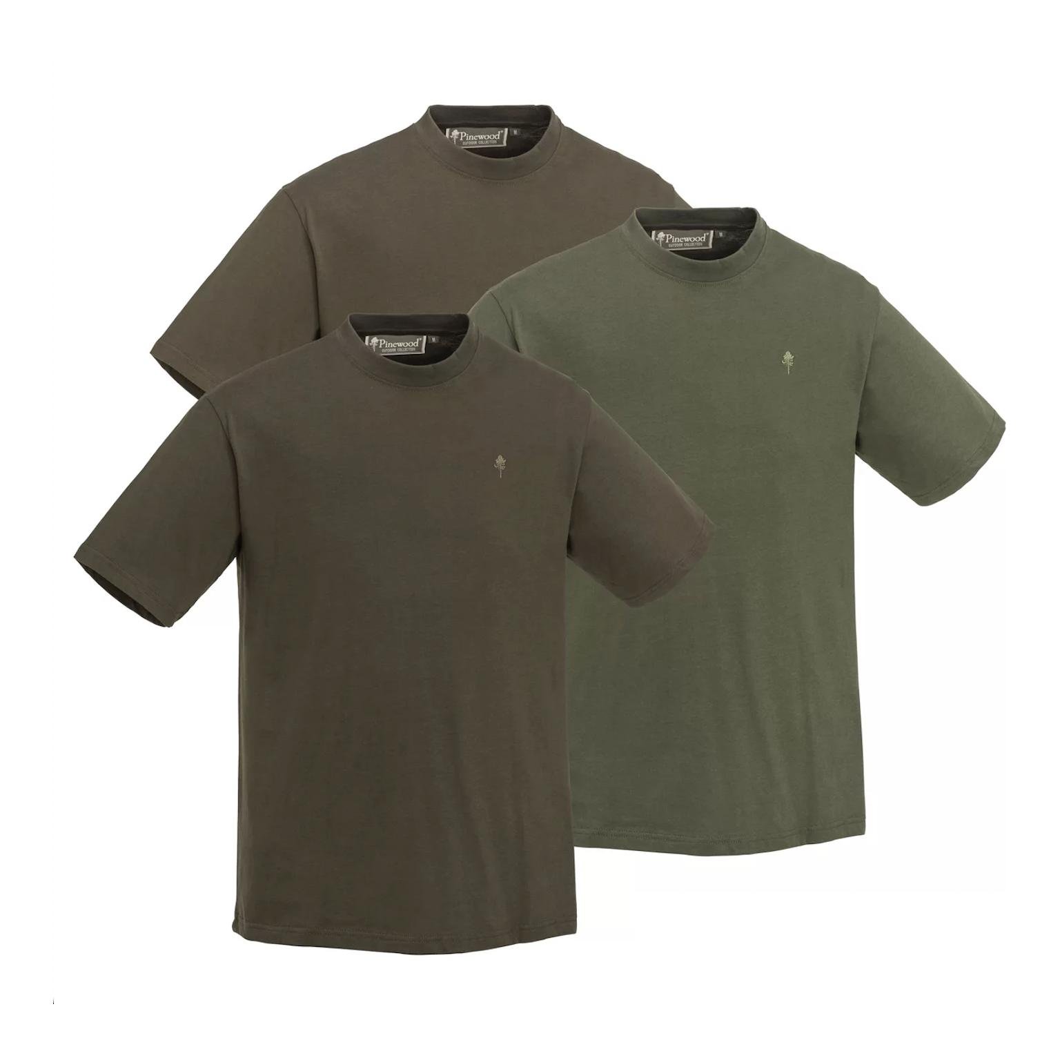 Pinewood T-Shirt 3er Pack Herren - Grün/Jagdbraun/Khaki  L von Pinewood