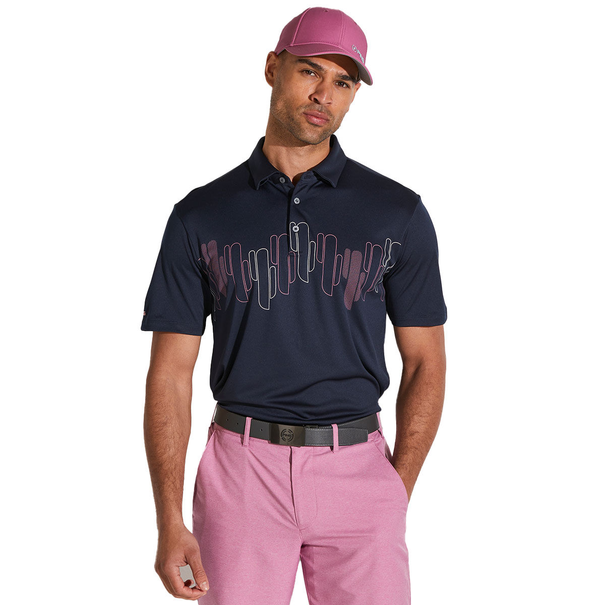 PING Men's Arizona Cactus Print Golf Polo Shirt, Mens, Navy blue, Medium | American Golf von Ping