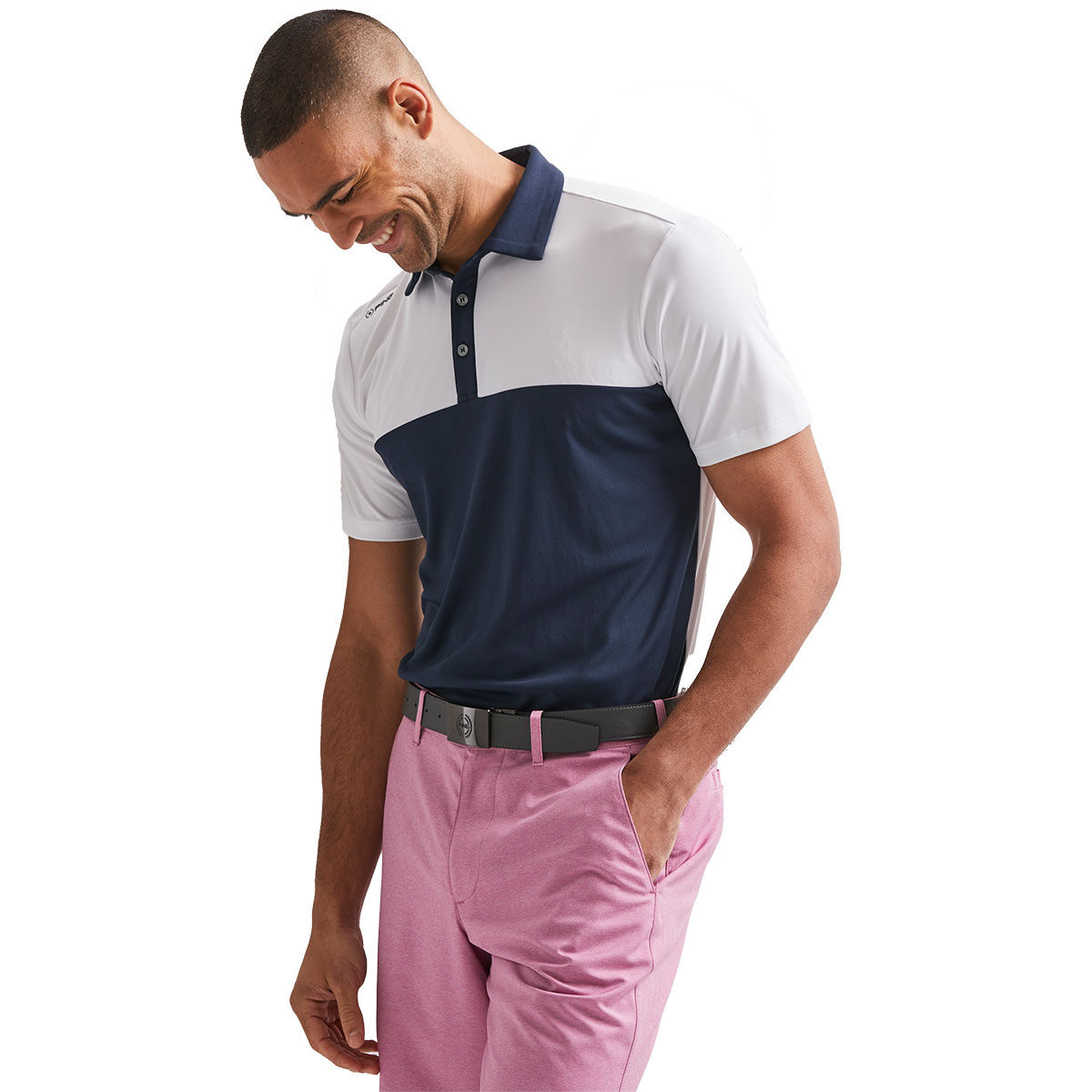 PING Men's Bodi Panel Golf Polo Shirt, Mens, Navy/white, Large | American Golf von Ping