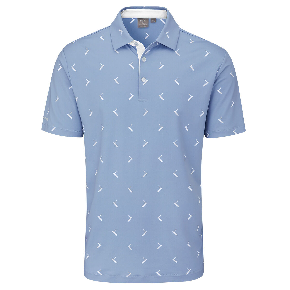 PING Men's Gold Golf Putter Print Golf Polo Shirt, Mens, Spring blue/multi, Large | American Golf von Ping