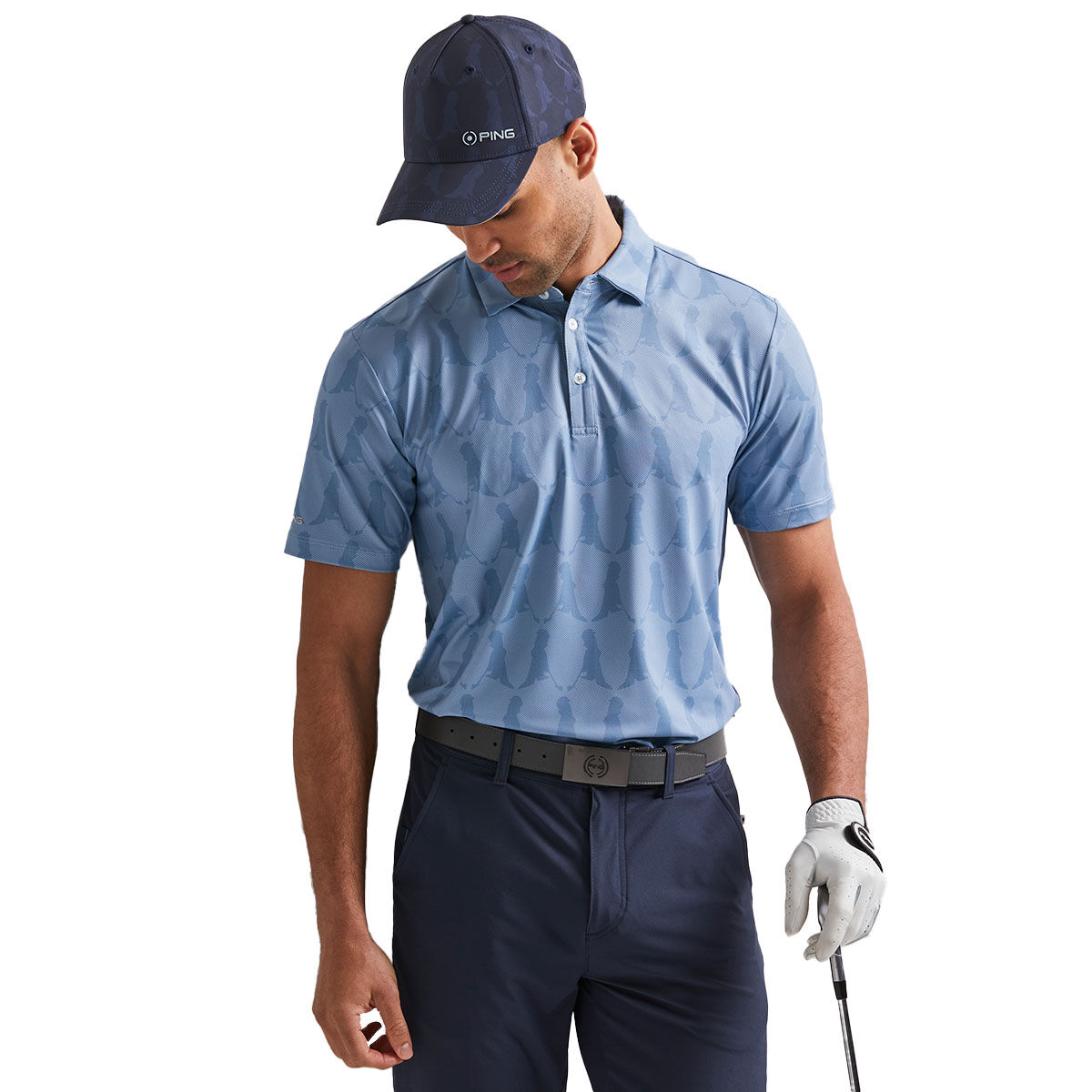 PING Men's Mr Ping Printed Golf Polo Shirt, Mens, Coronet blue, Large | American Golf von Ping